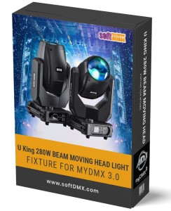 Fixtura U King 280W BEAM MOVING HEAD LIGHT ZQ02229 MyDMX / MyDMX Go! WOLFMIX