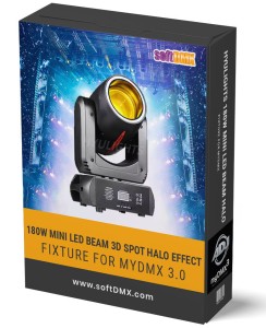 Fixtura HYULIGHTS 180W MINI LED BEAM 3D SPOT HALO EFFECT MyDMX / MyDMX Go! WOLFMIX